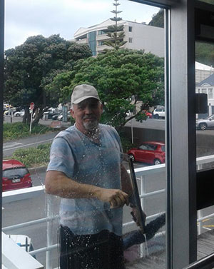 Window Cleaner using a squeegee